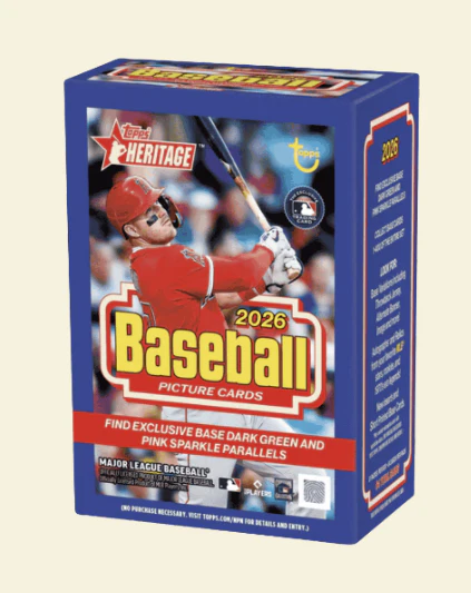 2026 Topps Heritage Baseball Blaster Box (Dark Green and Pink Sparkle Parallels)